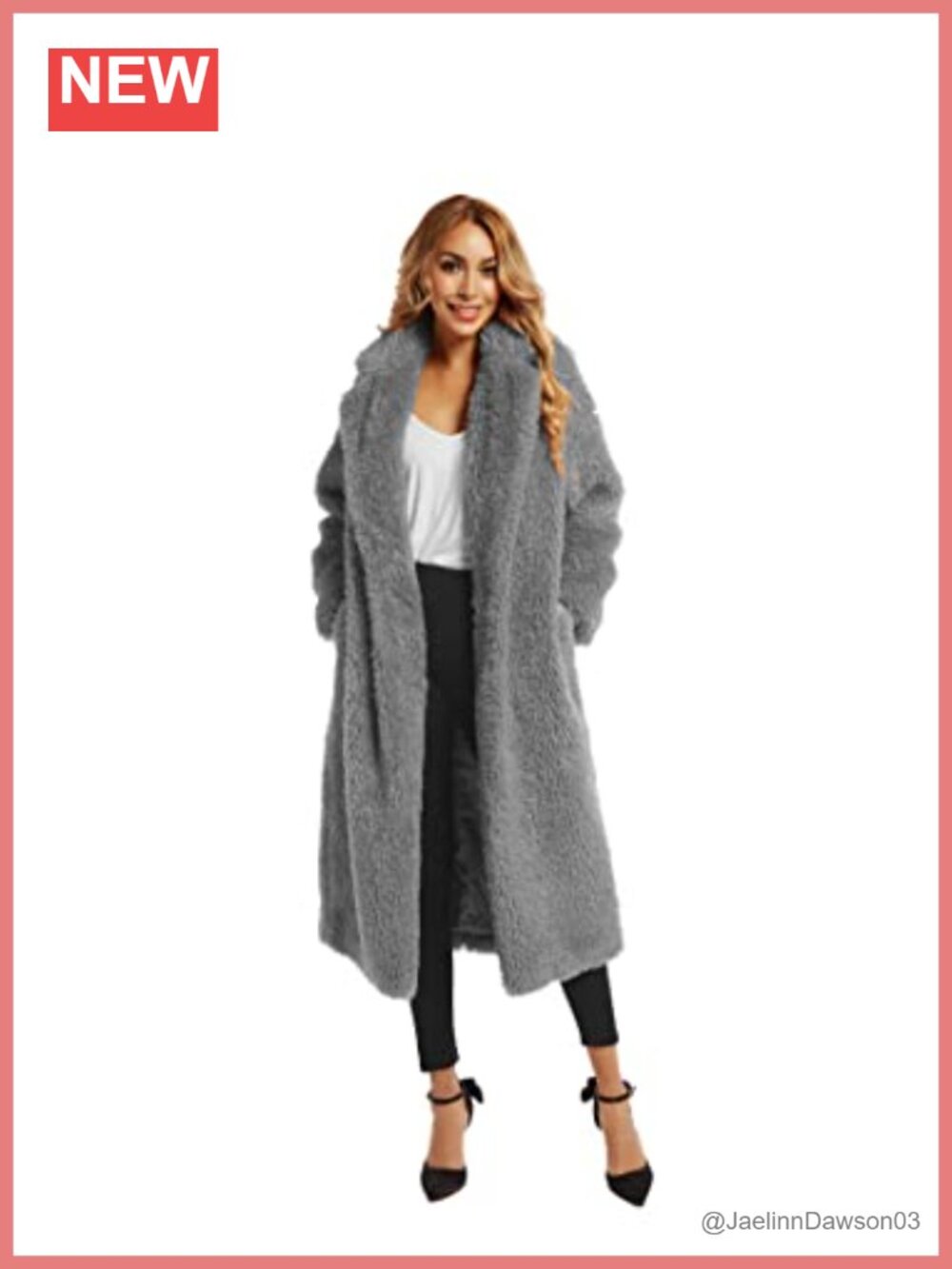 Faux Fur Long Cardigan Overcoat Open Front Warm Winter Coat
